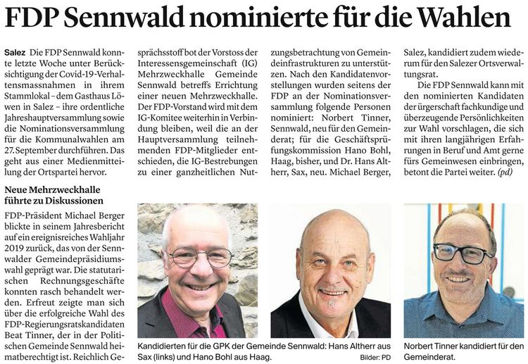 FDP Sennwald nominierte für die Wahlen